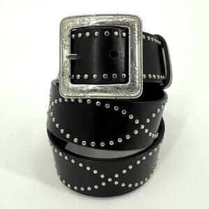 Brighton Womens Large 34 Black Leather Silver Studded Belt B20063 Jett Garrison
